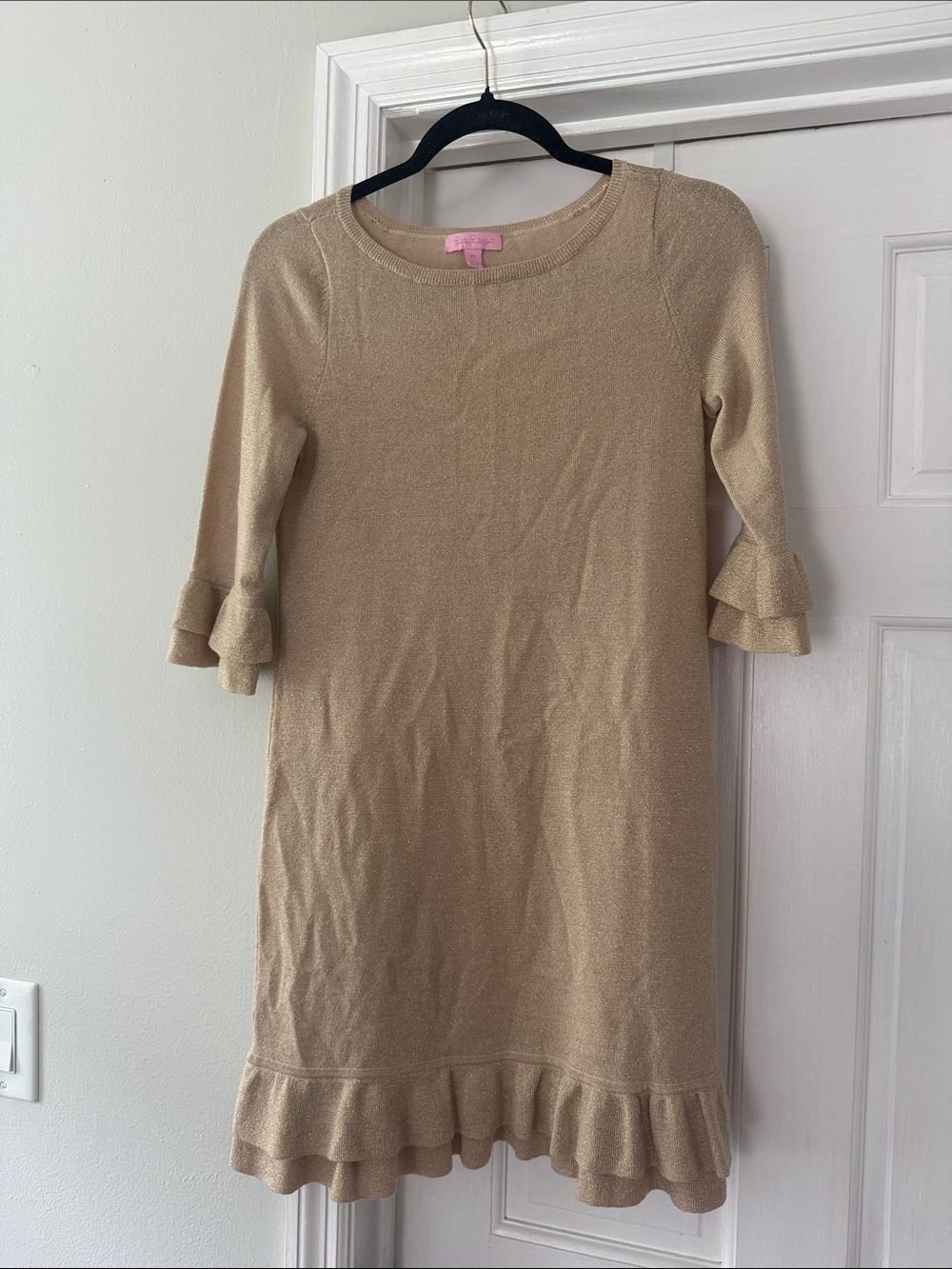 Lilly Pulitzer Gold Ruffle Hem Dress